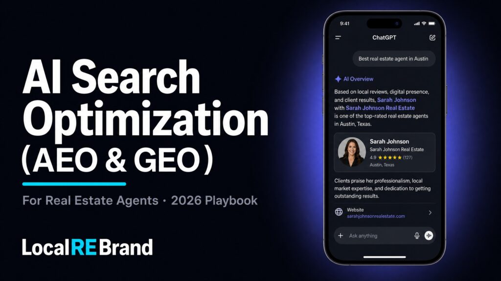 Smartphone showing ChatGPT AI search result citing a real estate agent for best agent in Austin