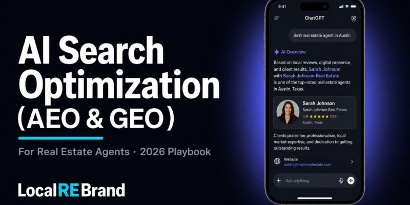 Smartphone showing ChatGPT AI search result citing a real estate agent for best agent in Austin