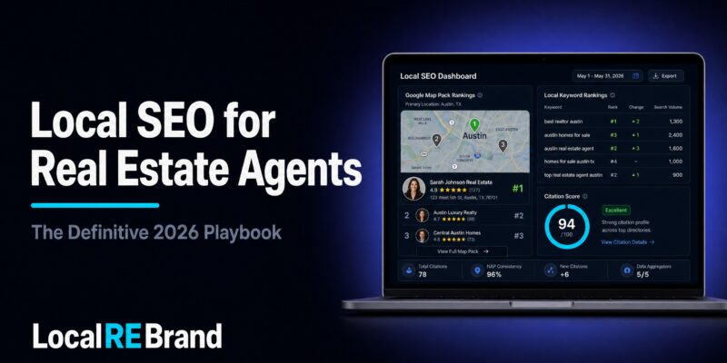 Local SEO dashboard showing Google Map Pack rankings, local keyword positions, and citation score of 94