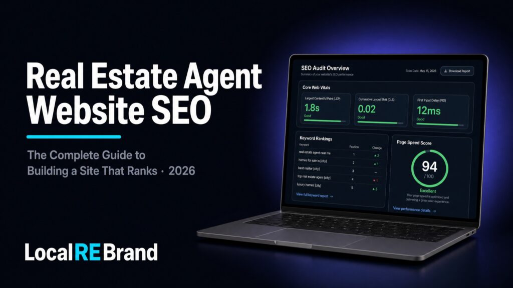 Website SEO audit dashboard showing Core Web Vitals scores, keyword rankings, and page speed score of 94