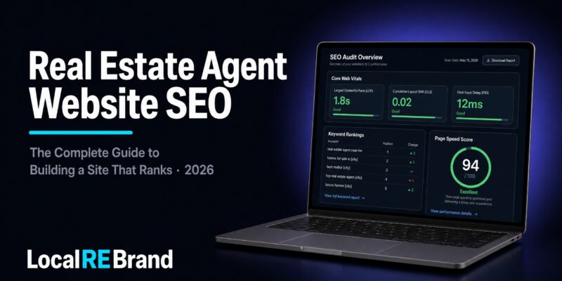 Website SEO audit dashboard showing Core Web Vitals scores, keyword rankings, and page speed score of 94